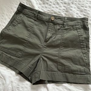 Olive green stretch twill shorts